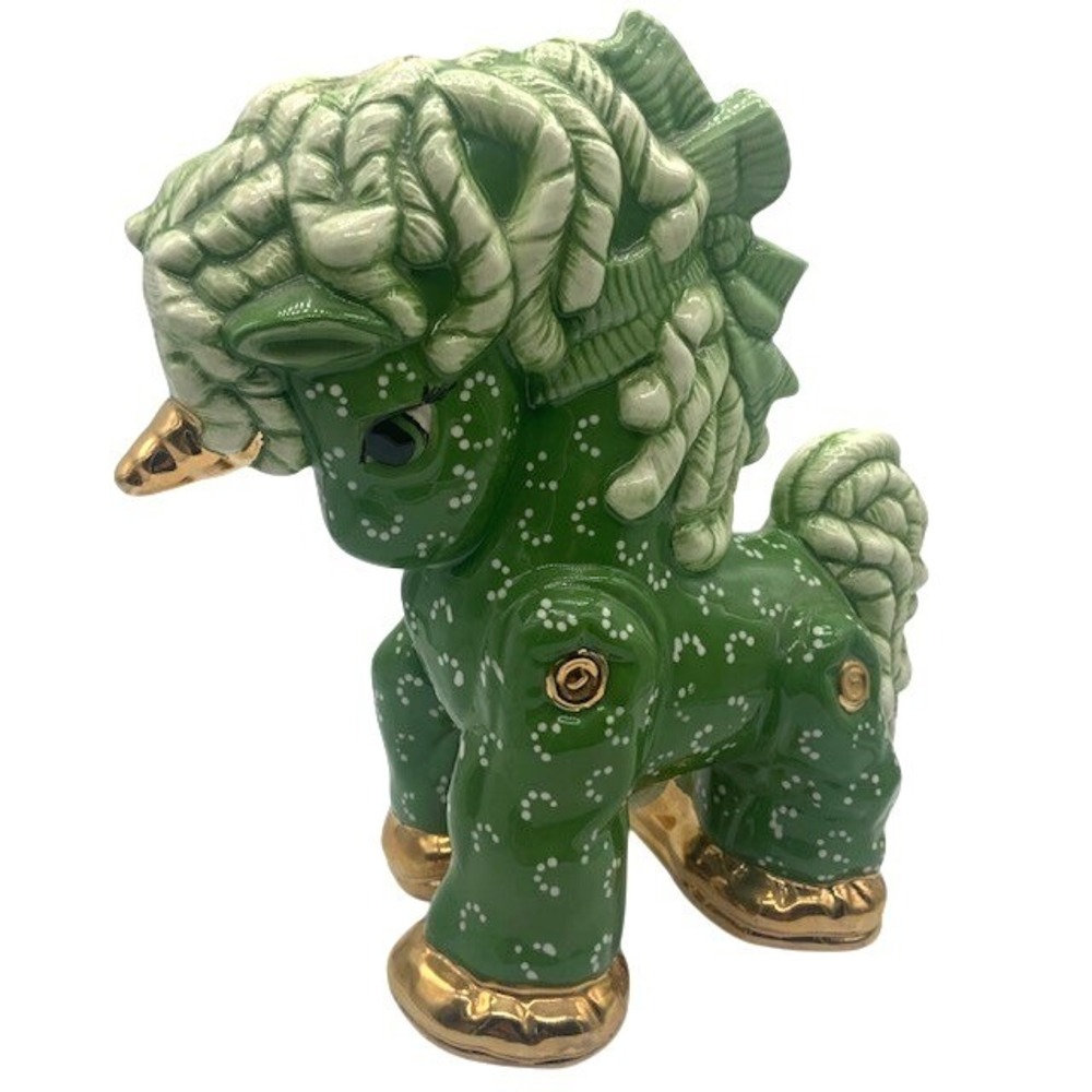 Vintage Ceramic Unicorn Horse Figurine Kitsch Maximalist Fantasy Decor 10"